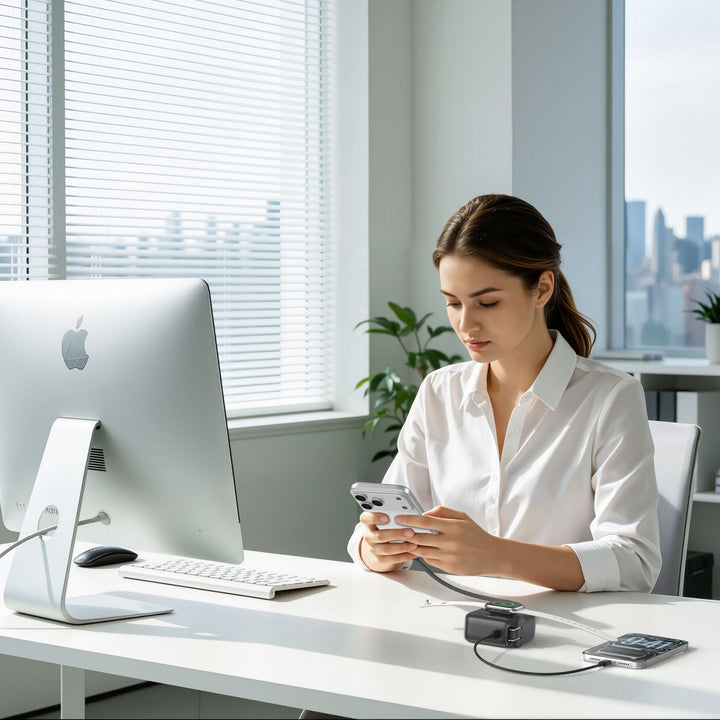 Compact charger with integrated USB-C cable and digital display Kalsten