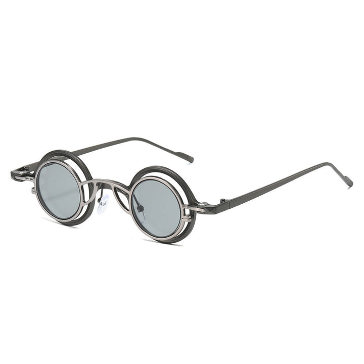 Women's Retro Round Sunglasses with Double Frame Kalsten