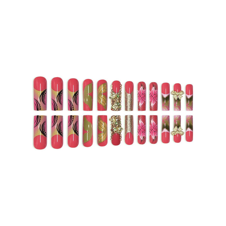 Artistic Floral Press-On Nail Set Kalsten