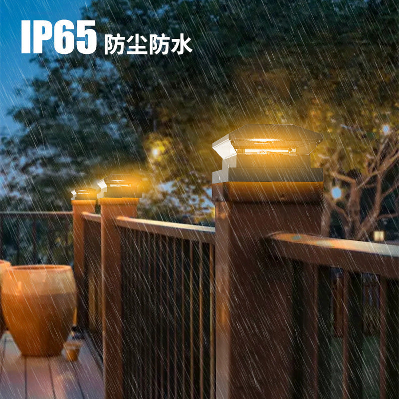 Decorative Solar LED Square Fence Post Cap With Lattice Pattern And Dual-Mode Warm And Cool Lighting Kalsten