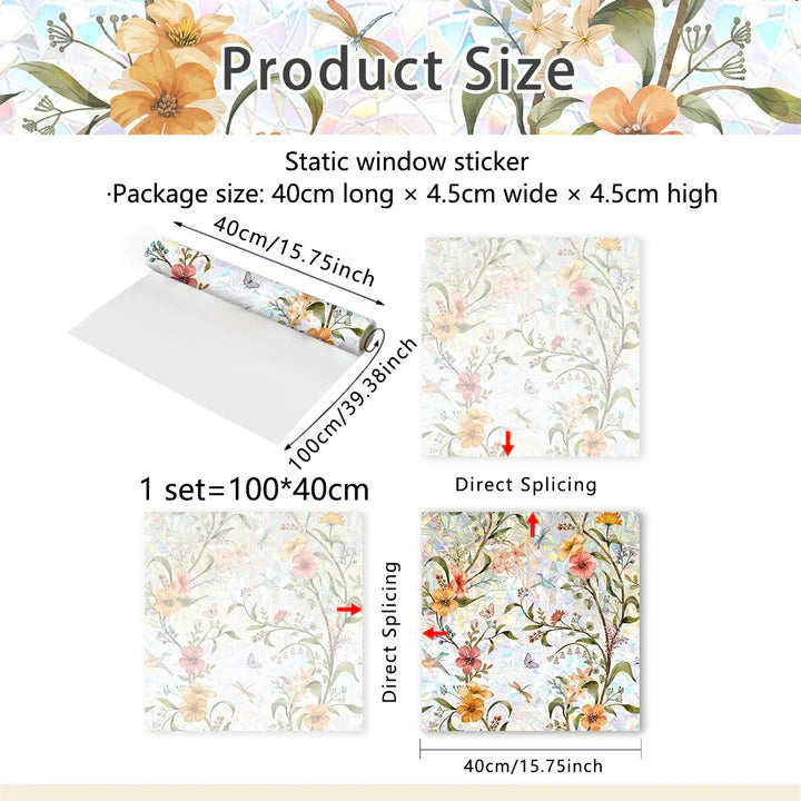 Kalsten | 💐 Colorful Floral Bouquet Window Sticker 🖼️ (Removable without leaving marks)