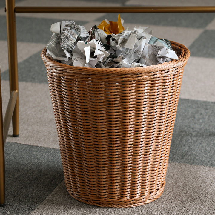 Decorative Woven Waste Basket Kalsten