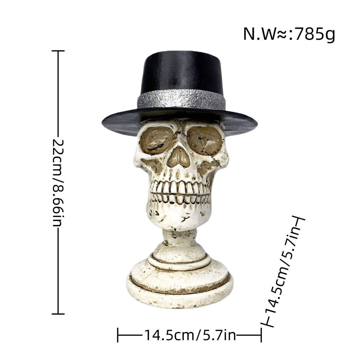 Stylish skeleton figure with top hat and black rose Acalora