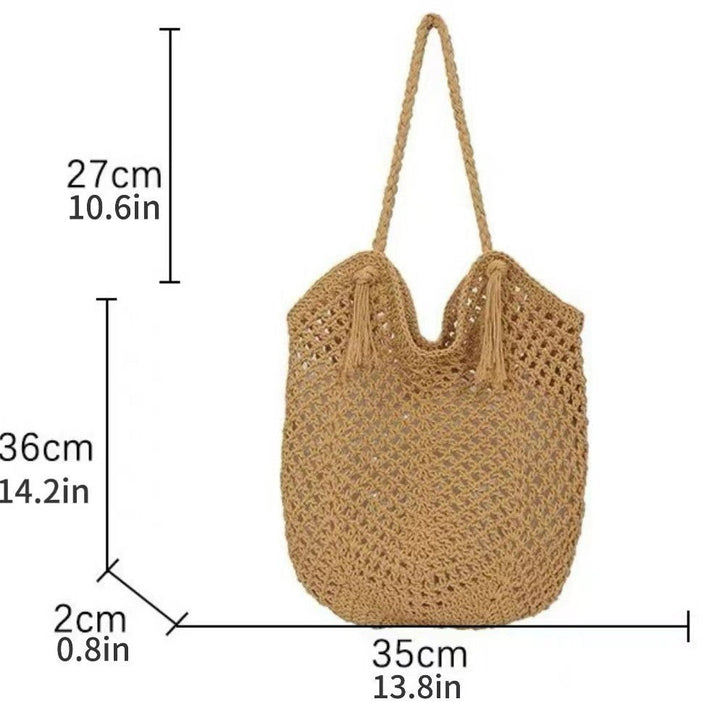 Handcrafted straw bag with tassels Kalsten