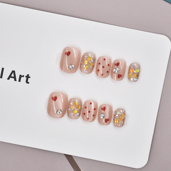Glamorous Heart-Themed Press-On Nail Set Kalsten
