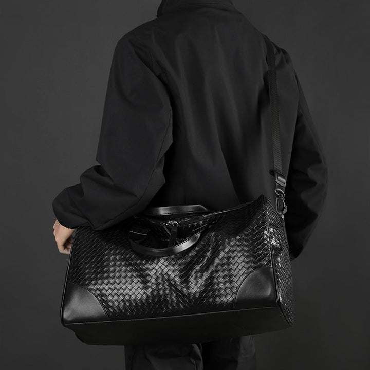 Luxury Woven Leather Weekend Duffle Bag Kalsten