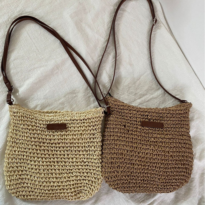 Hand-knotted shoulder bag with leather accents Kalsten