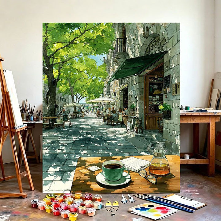 Urban Café Scene Canvas Art Print Kalsten