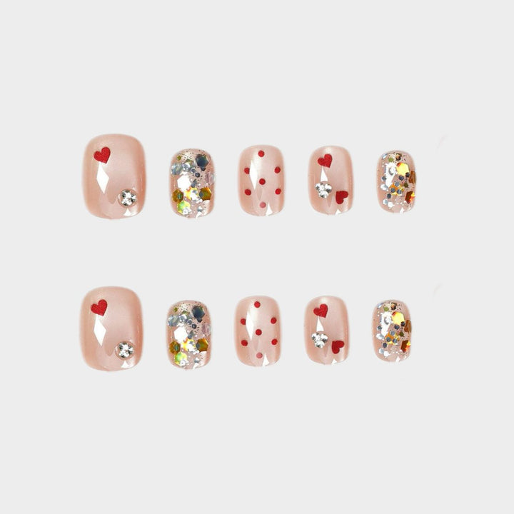 Artistic Heart-Themed Press-On Nail Set Kalsten