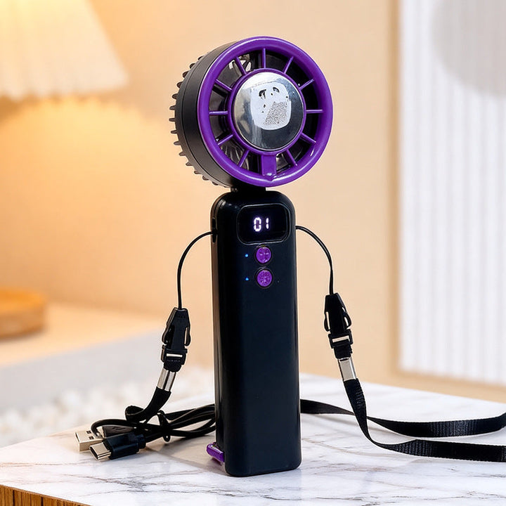 Women's Portable USB Hand Fan with Digital Control Display Kalsten