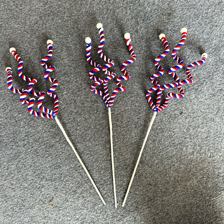 Unisex decorative spiral decoration stake with tinsel vines and ball ends Kalsten