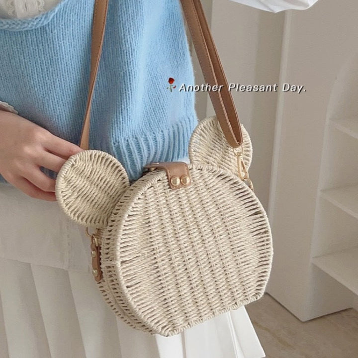 Ladies Round Basket with Rabbit Ear Design Kalsten