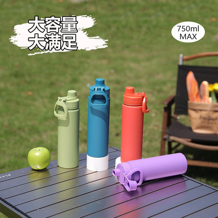 Ladies reusable and insulated drinking bottle with practical carrying handle Kalsten