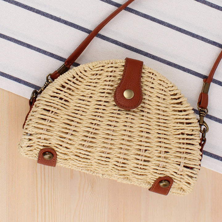 Rattan Shoulder Bag In Crescent Shape Design Kalsten