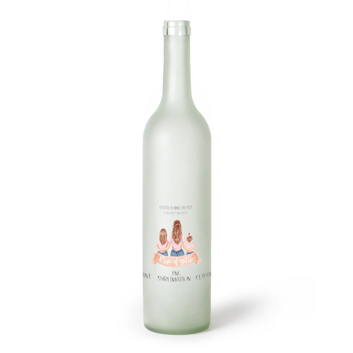 Decorative Frosted Glass Bottle Vase With Fashion Collage Decal