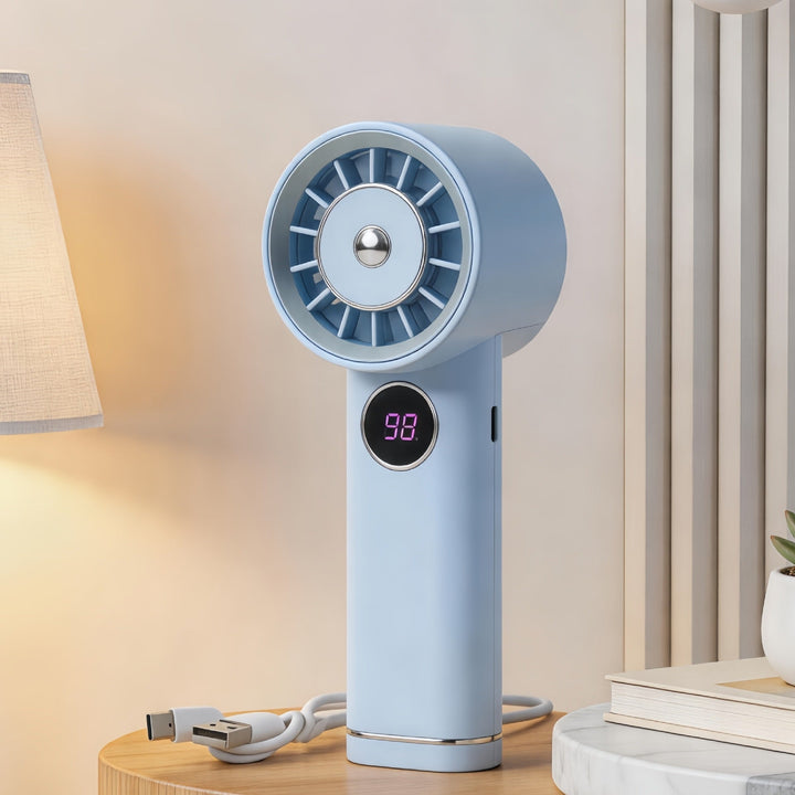 Ladies Portable USB Hand Fan with Digital Speed Display Kalsten