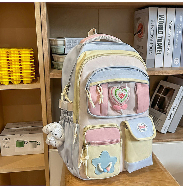 Character-Embellished Multi-Compartment School Backpack