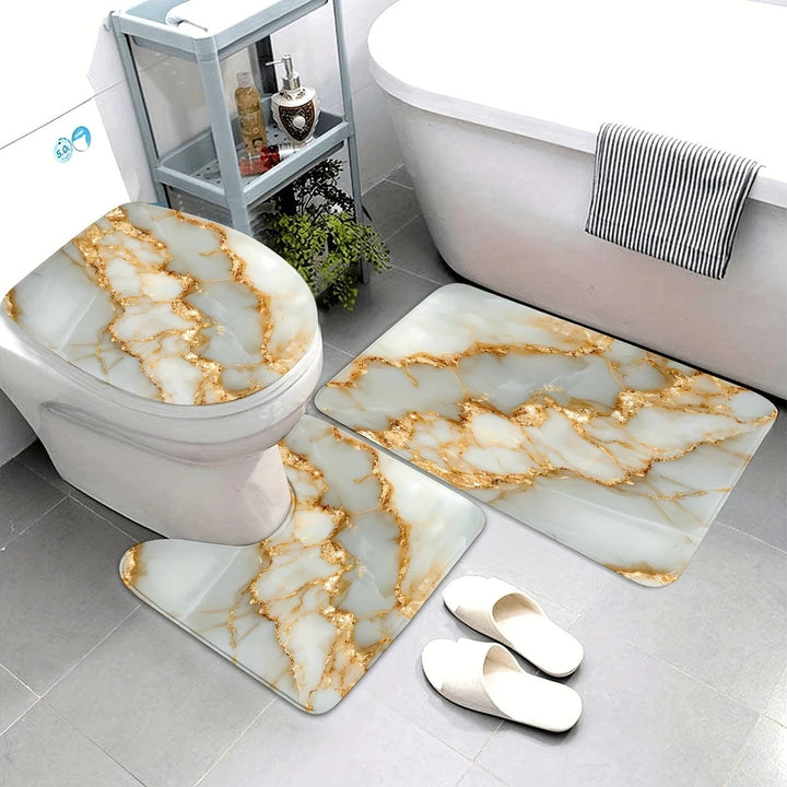 Artistic Marble Print Bath Mat Set Kalsten