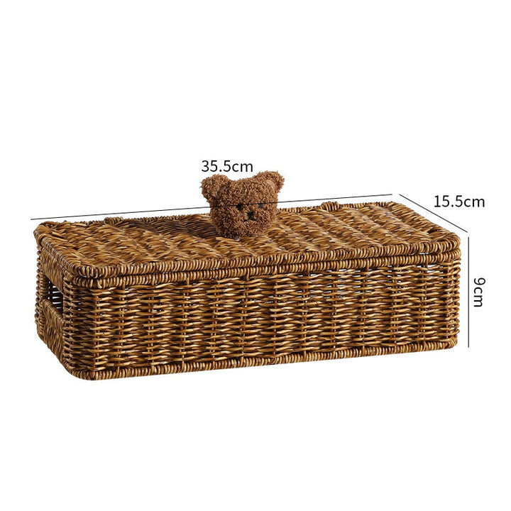 Decorative Woven Storage Box with Cute Bear Lid Kalsten