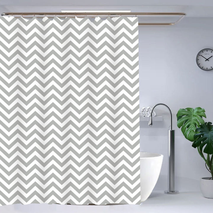 Chevron Pattern Water-Resistant Shower Curtain Kalsten