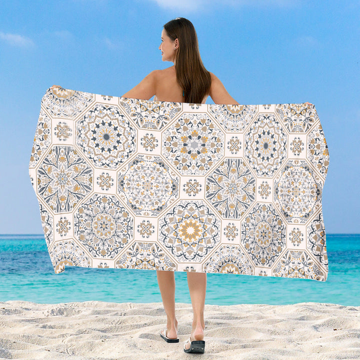 generously cut beach towel with elegant mosaic design Kalsten