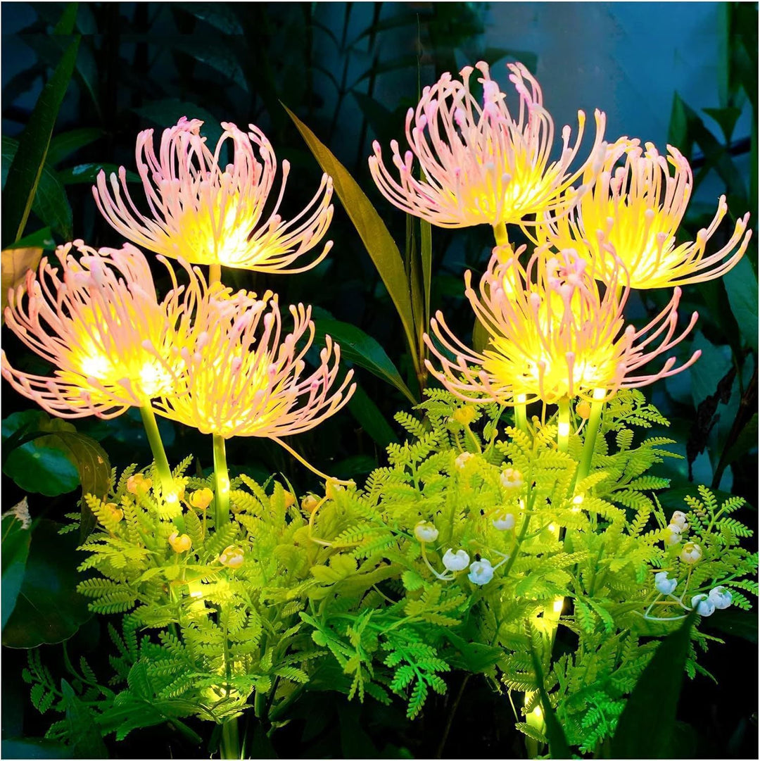 Illuminated Floral Stake Cluster With Integrated Solar LED Stems Kalsten
