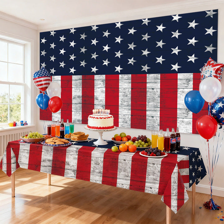 Unisex non-large waterproof party tablecloth with star stripe motif Kalsten