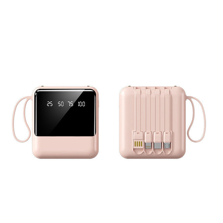 Portable power bank with LED status indicator and integrated cable system Kalsten