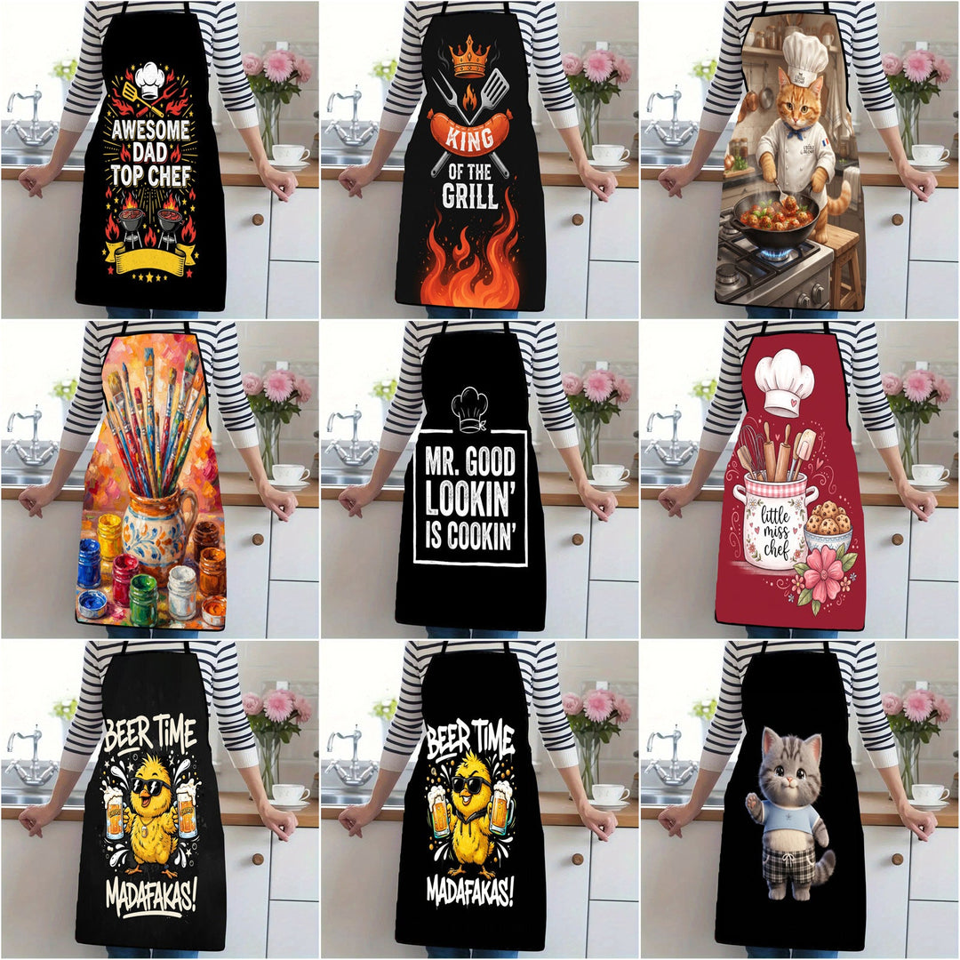 Dog Lover Full-Coverage Kitchen Apron With Adjustable Neck Strap And Waterproof Polyester Shell