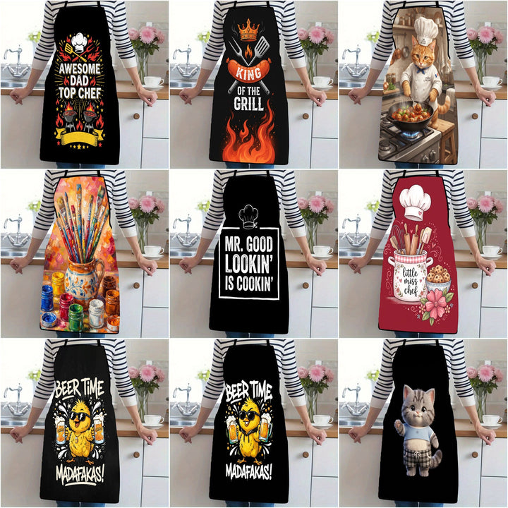 Dog Lover Full-Coverage Kitchen Apron With Adjustable Neck Strap And Waterproof Polyester Shell