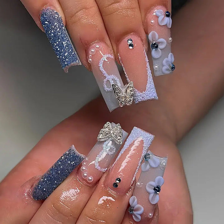 Decorative 3D Floral Press-On Nail Art Kalsten