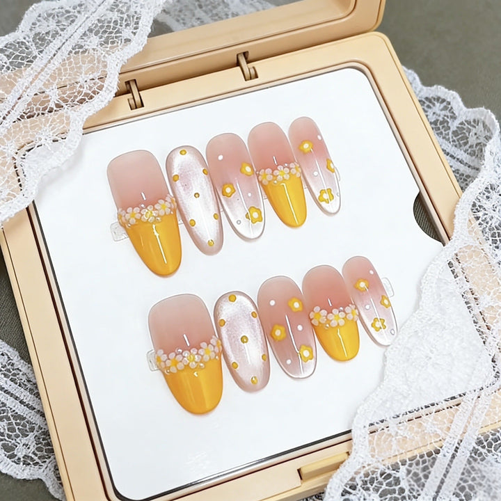 Artistic Floral-Designed Press-On Nail Set Kalsten