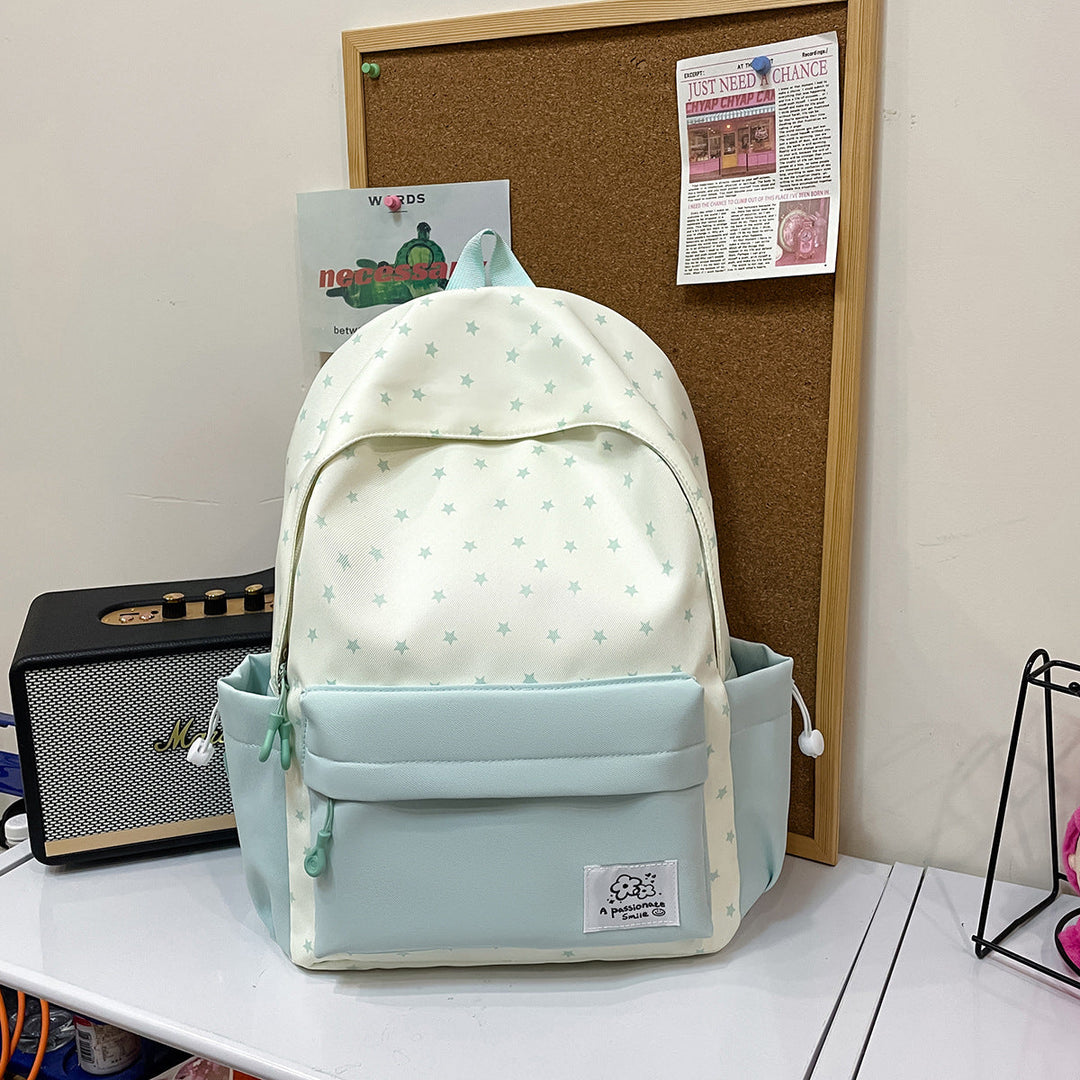 Lightweight Star-Patterned School Backpack
