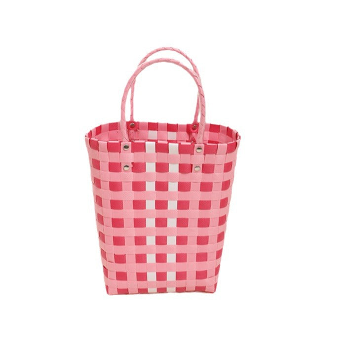 Braided Shopping Bag in Modern Checkered Pattern Kalsten