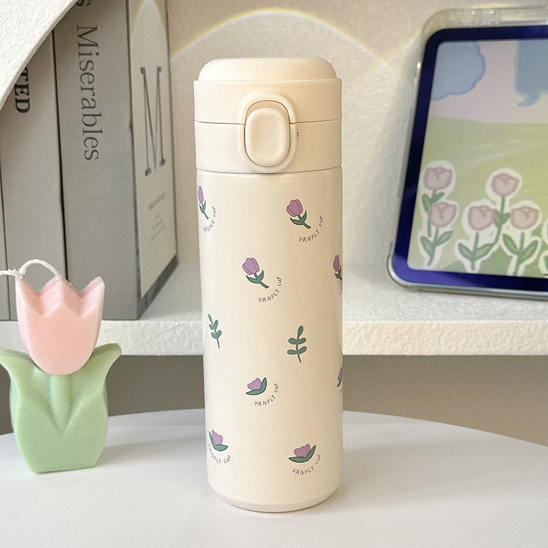Women Insulated Water Bottle with Elegant Flower Design Kalsten