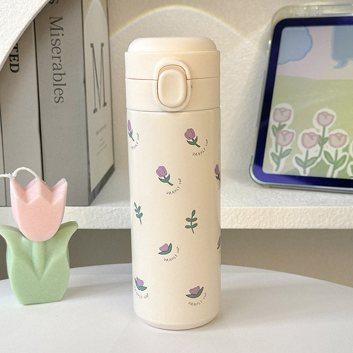 Women Insulated Water Bottle with Elegant Flower Design Kalsten