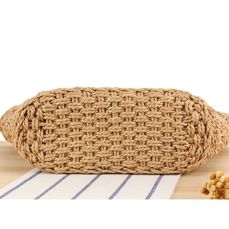 Braided bast bag with leather application Kalsten