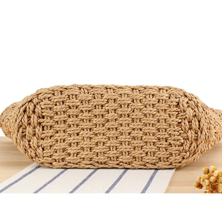 Braided bast bag with leather application Kalsten