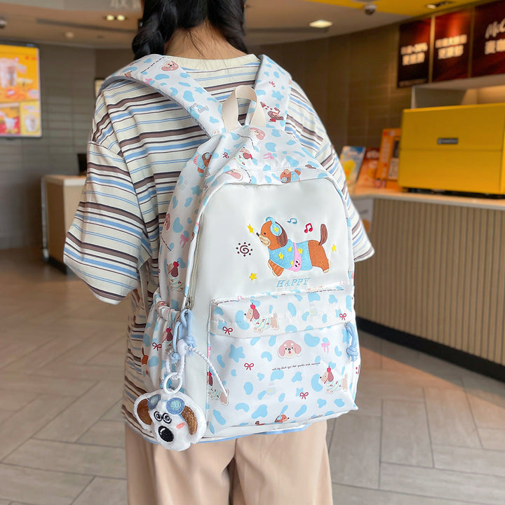 Backpack with Cheerful Dog Design and Multifunctional Compartment Layout Kalsten