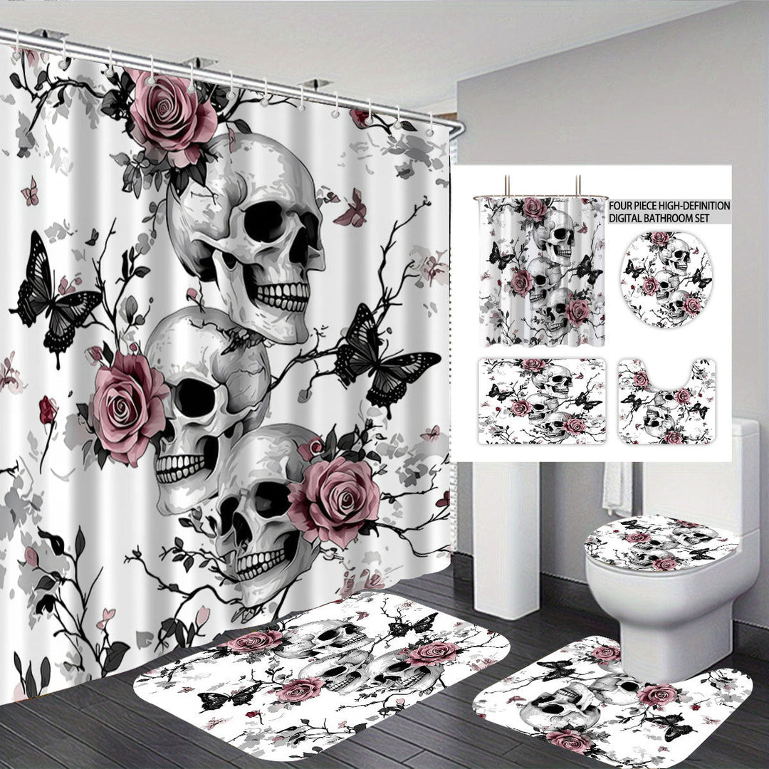 Artistic Skull and Floral Themed Bathroom Set Kalsten