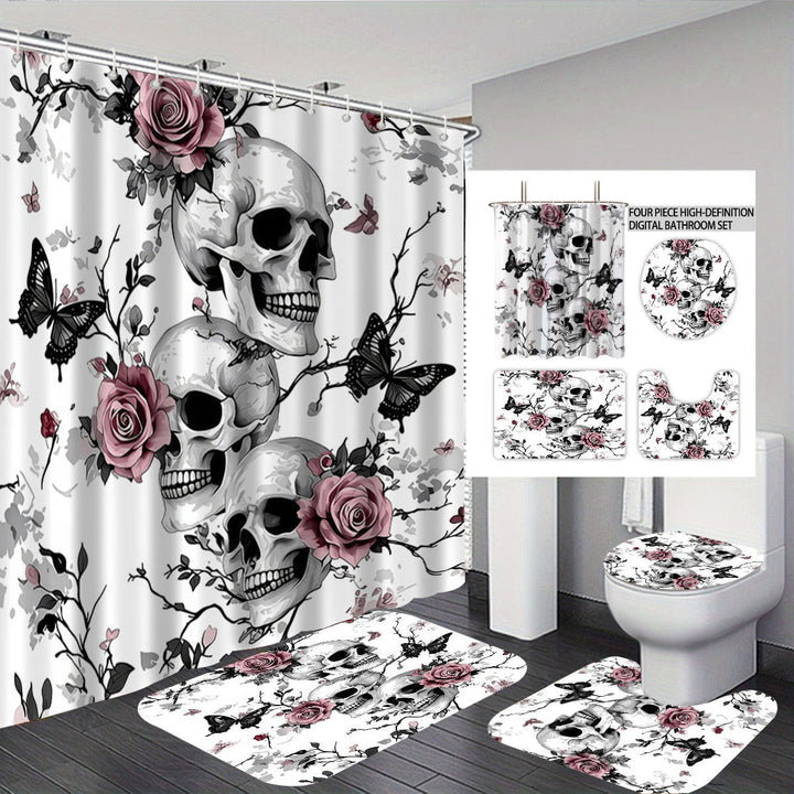 Artistic Skull and Floral Themed Bathroom Set Kalsten