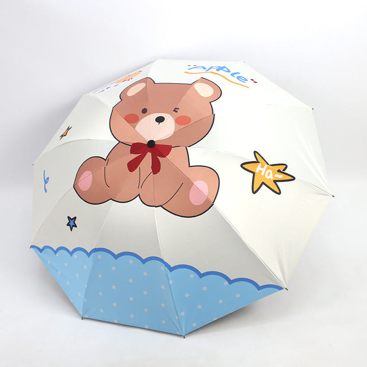Women's Creative Folding Umbrella with Cute Bear Design Kalsten
