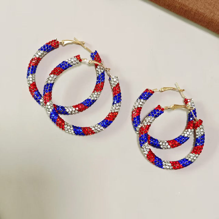 Ladies' large creoles with pavé rhinestone embellishment and clasp closure Kalsten
