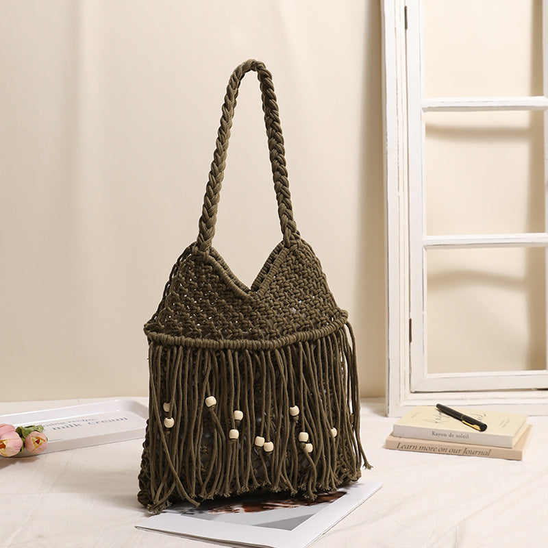 Crocheted beach bag with fringe details Kalsten