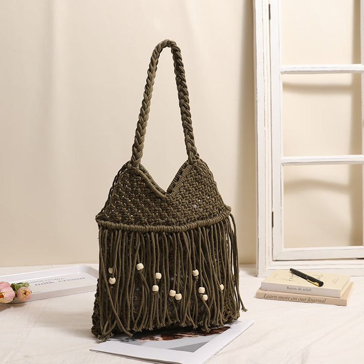 Crocheted beach bag with fringe details Kalsten