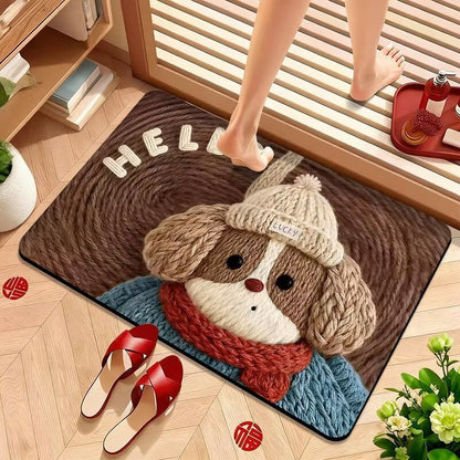 Cute Puppy-Themed Plush Bath Mat Acalora