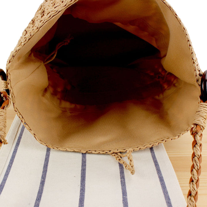 Handbag Made of Hand-Woven Natural Material with Decorative Closure Kalsten