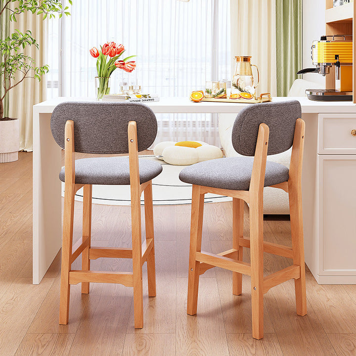 Height-adjustable Bar Stool with Backrest and Cushion Kalsten