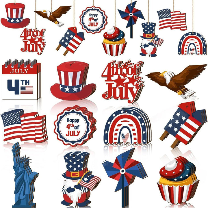 Unisex nan patriotic wooden hanging ornaments assorted Fourth of July USA cutout decorations Kalsten
