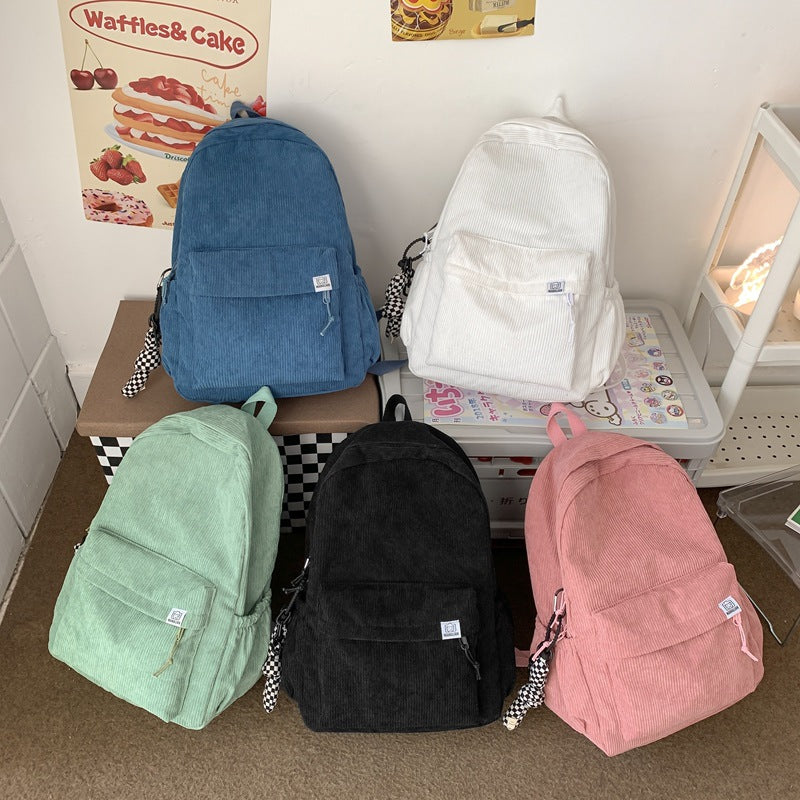 Corduroy Textured School Backpack Kalsten